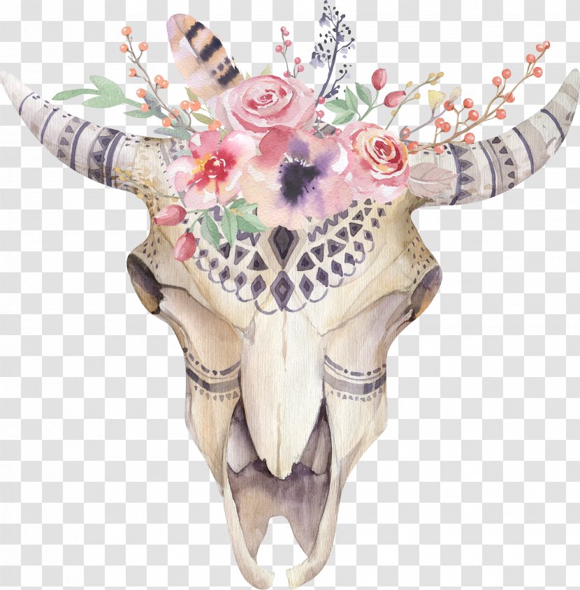 Flower Skull Floral Design Boho-chic Stock Photography - Flora Transparent PNG