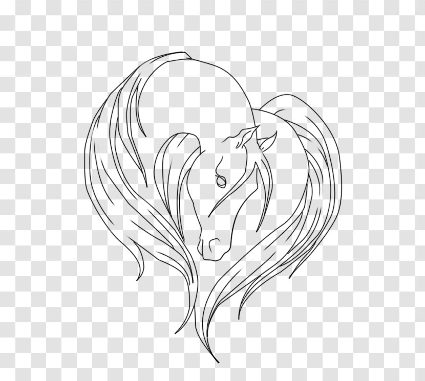 Horse Line Art Drawing Sketch - Heart Transparent PNG