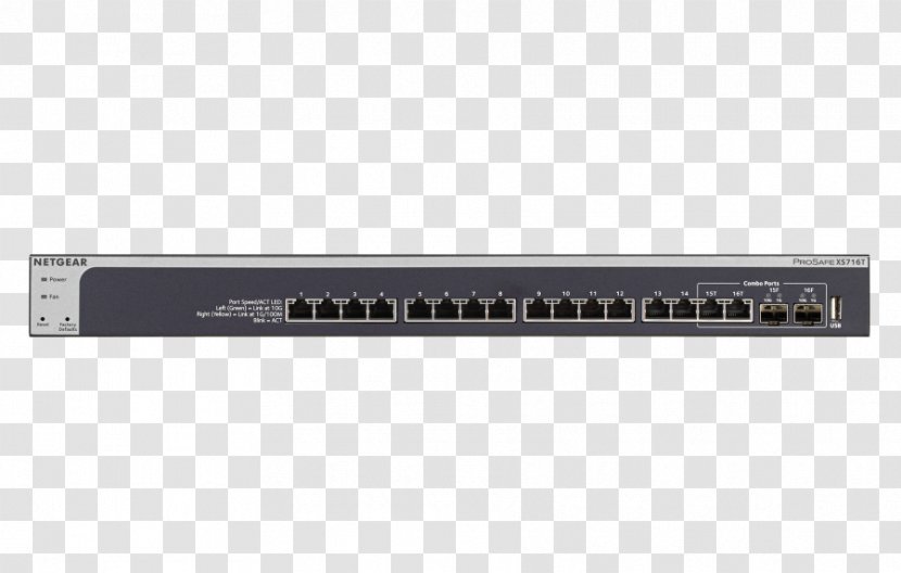 10 Gigabit Ethernet Netgear Network Switch Computer - Electronics Accessory Transparent PNG