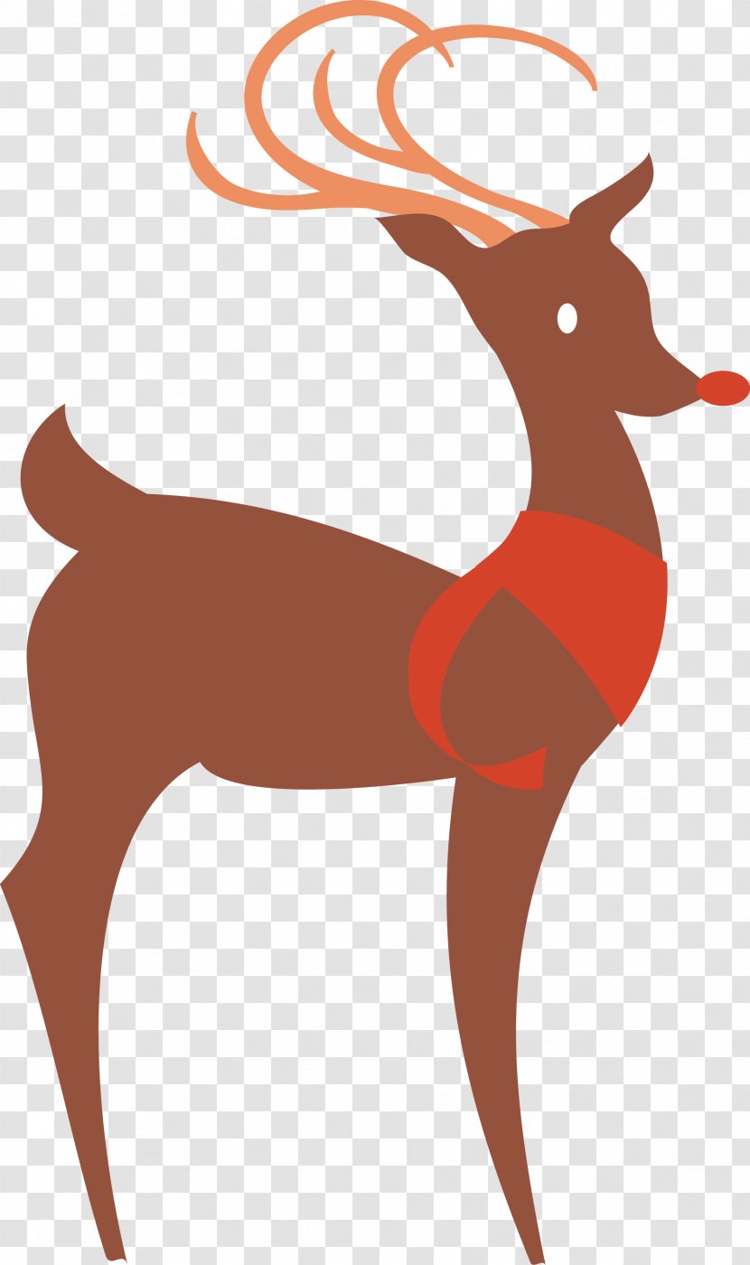 Rudolph Reindeer Christmas Clip Art - Antler - Vector Cartoon Deer Transparent PNG