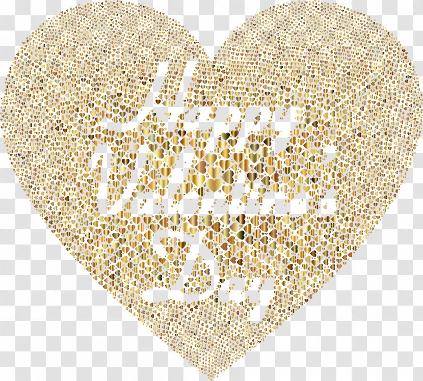 Valentine's Day Heart Gold Light Clip Art - Color - Happy Valentines Transparent PNG