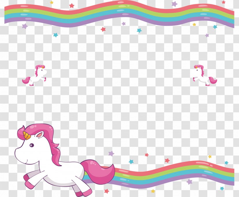 Unicorn Blanket Wedding Invitation Cuteness Clip Art - Magenta - Cute Rainbow Decorative Border Transparent PNG