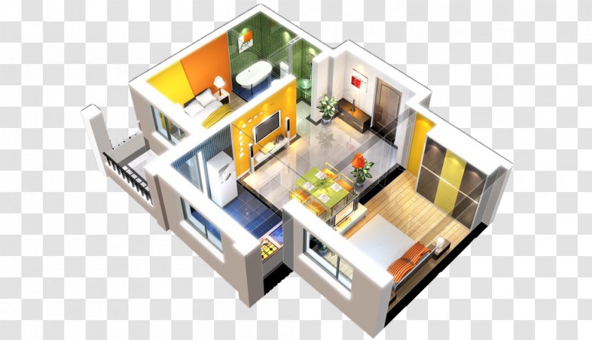 3D Computer Graphics Interior Design Services - Computeraided - Perspective Isometric View Of Apartment Transparent PNG