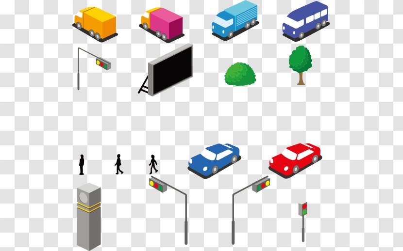 Car Icon - Traffic Light - City Vehicles And Street Trees Transparent PNG