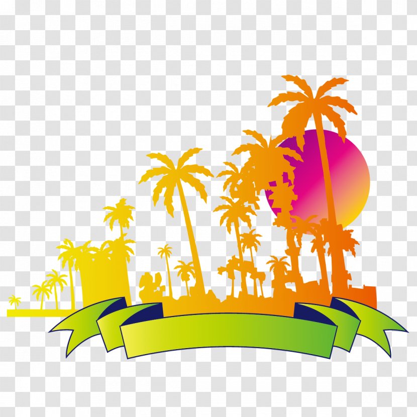 Coqueiros Beach Coconut Tree - Yellow - Creative Summer Transparent PNG