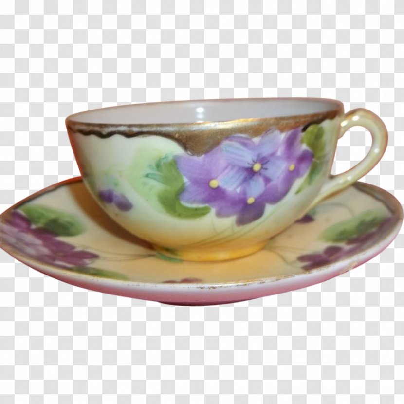 Tableware Saucer Coffee Cup Ceramic Mug - Hand Painted Teacup Transparent PNG