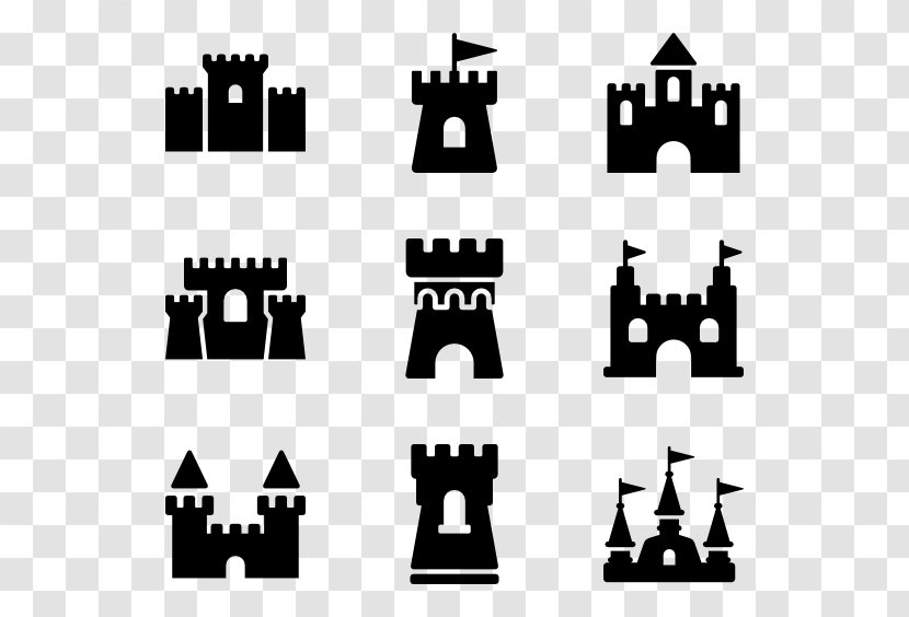 Symbol Castle Clip Art - Black And White - Fantasy City Transparent PNG