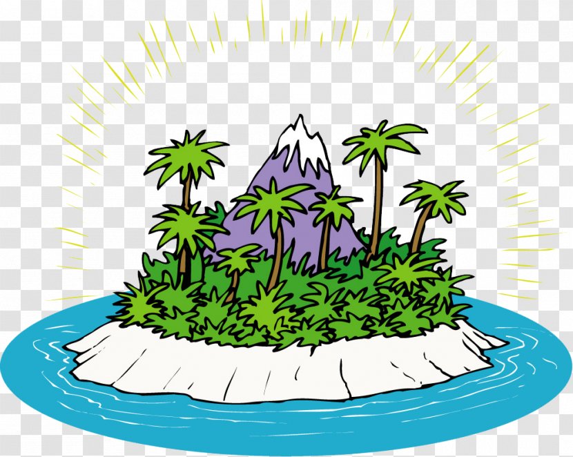 Island Cartoon Illustration - Green - Mysterious Transparent PNG