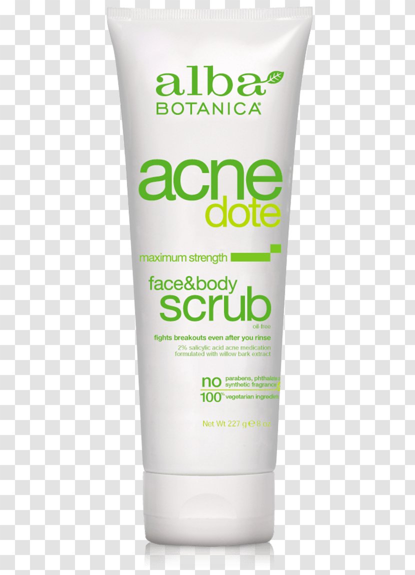 Alba Botanica Acnedote Face & Body Scrub, 8 Oz. Natural Deep Pore Wash Scrub Lotion Pound - Cream - Corps Transparent PNG