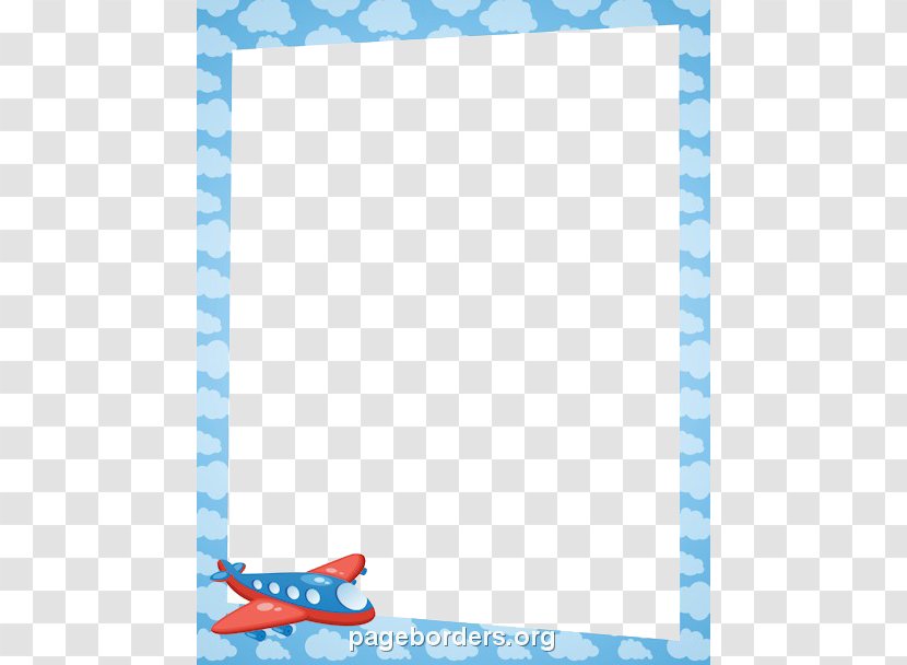 Airplane Paper Clip Art - Plane - Aqua Border Frame Transparent Transparent PNG