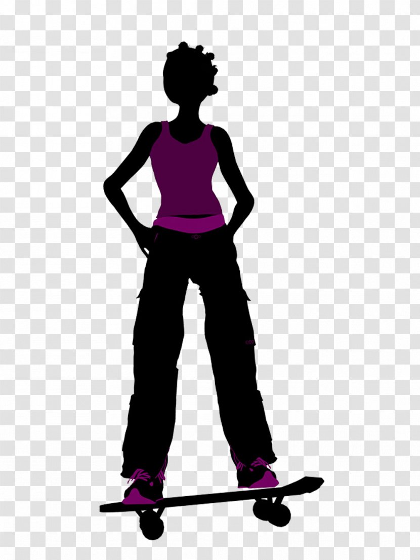 Skateboarding Female - Frame - Silhouette Woman Wearing Purple Dress Transparent PNG