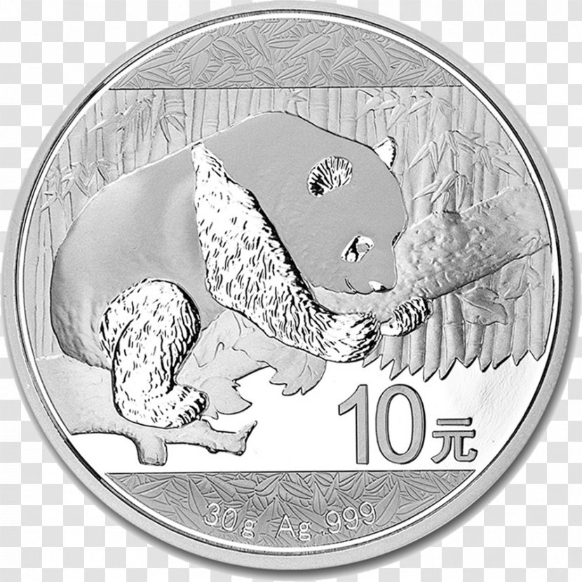 Giant Panda Chinese Silver Bullion Coin - Gold Transparent PNG