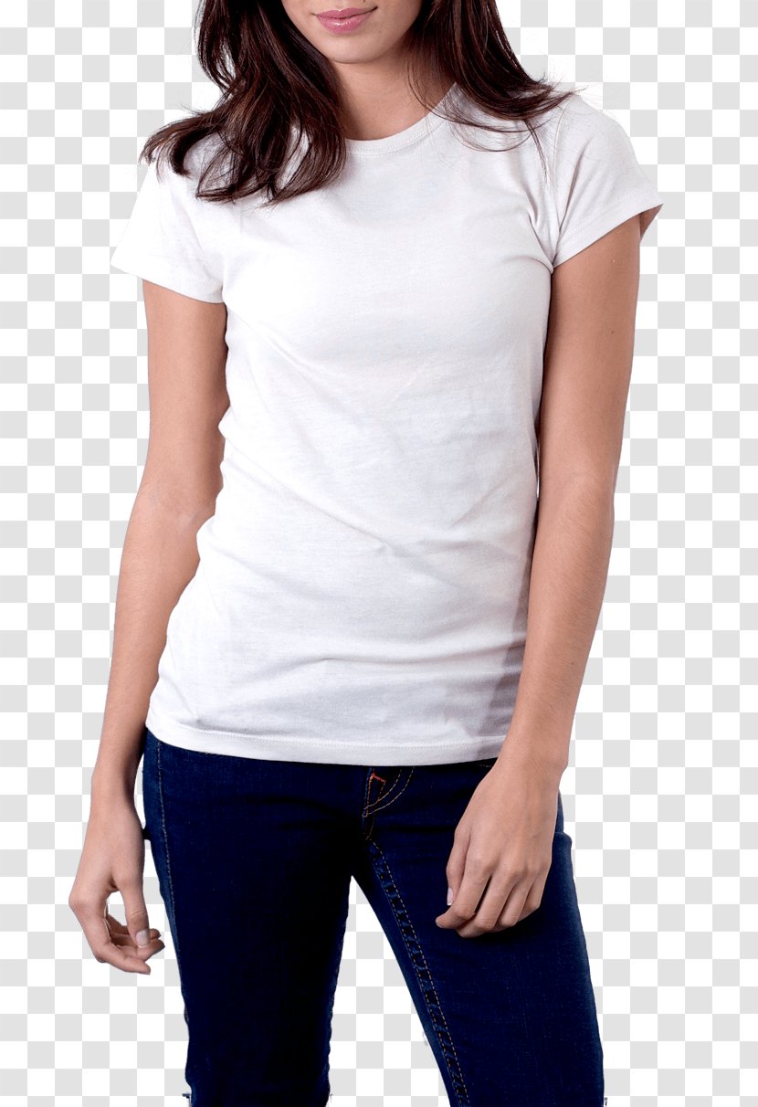 Printed T-shirt Clothing Crew Neck - Tree - Woman In White T-Shirt Image Transparent PNG