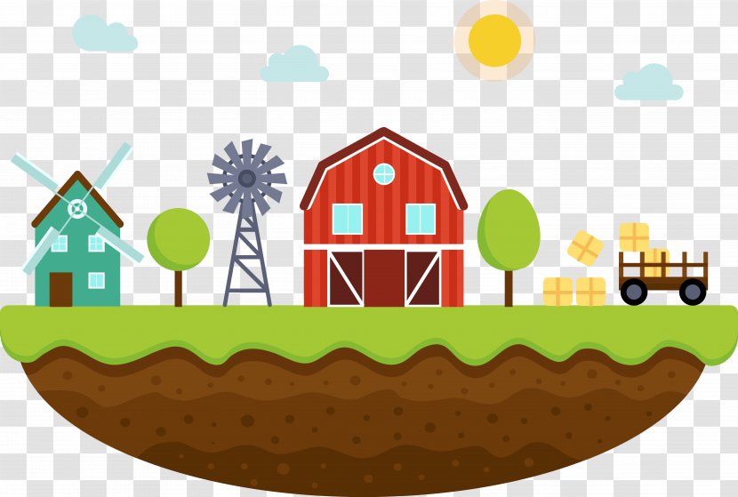 Farm Agriculture Landscape - Barn - Vector Model Transparent PNG
