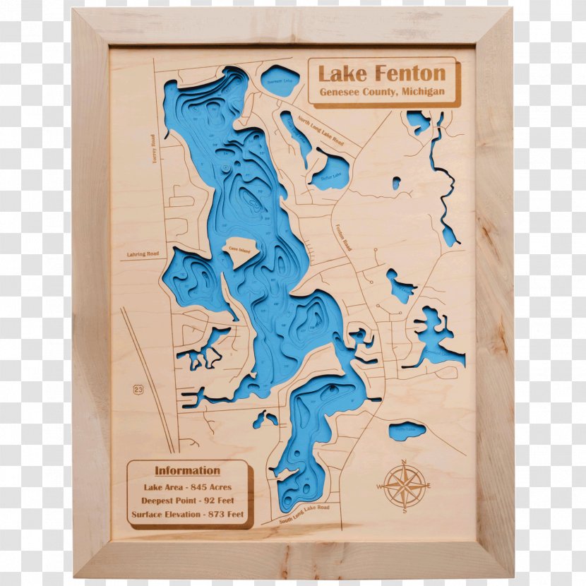 Lake Fenton Wood Ya Shop Map - Picture Frame - Cutting Board Transparent PNG