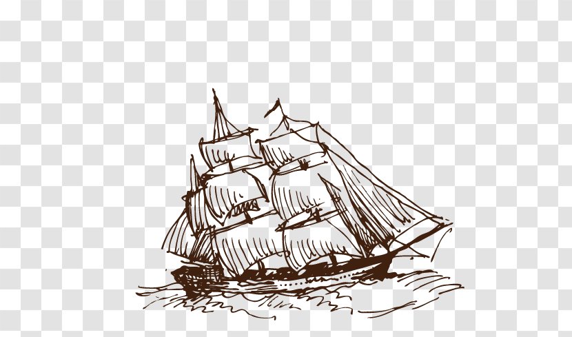 Sailing Ship - Hand-painted Boat Transparent PNG