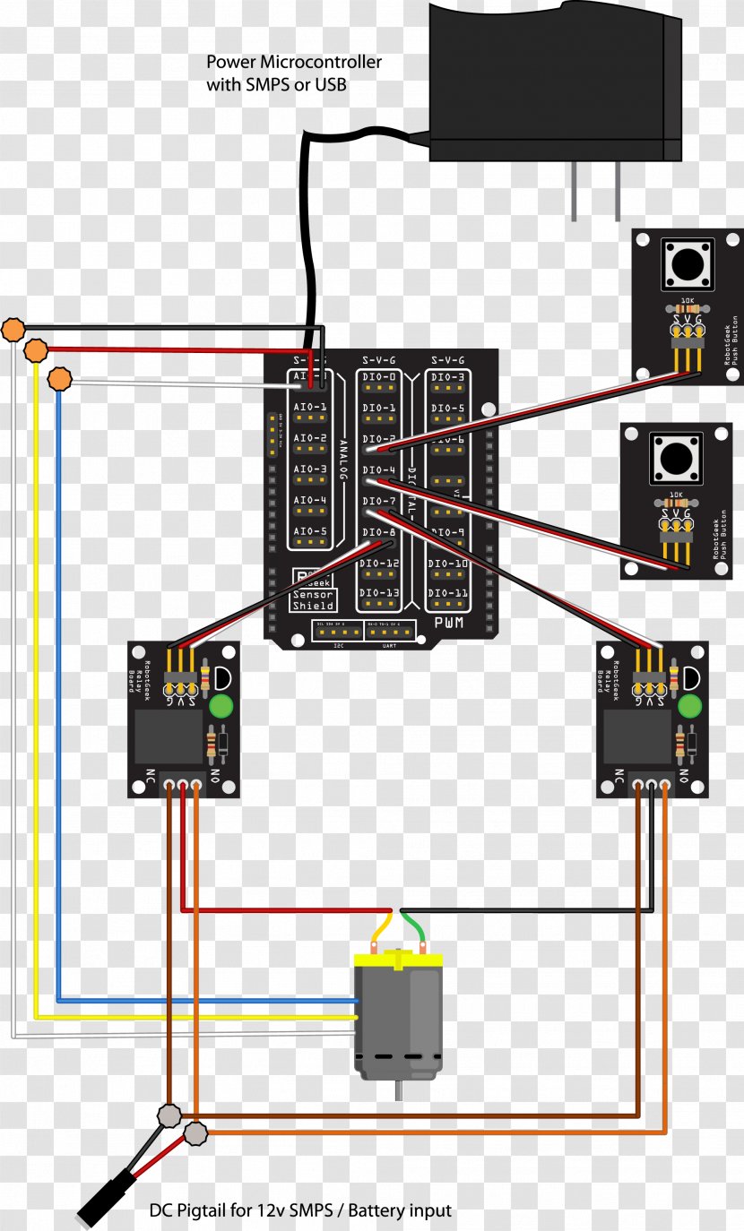 Linear Actuator Arduino Wiring Diagram Relay - Pushbutton - Electrical Transparent PNG