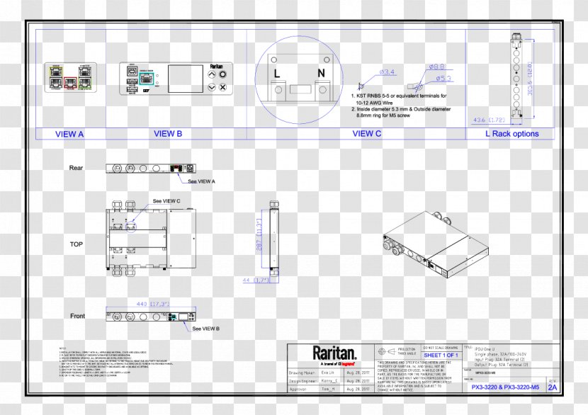 Product Mechanical Engineering Raritan Inc. Power Distribution Unit Electrical Drawing - Text - Serial Number Transparent PNG