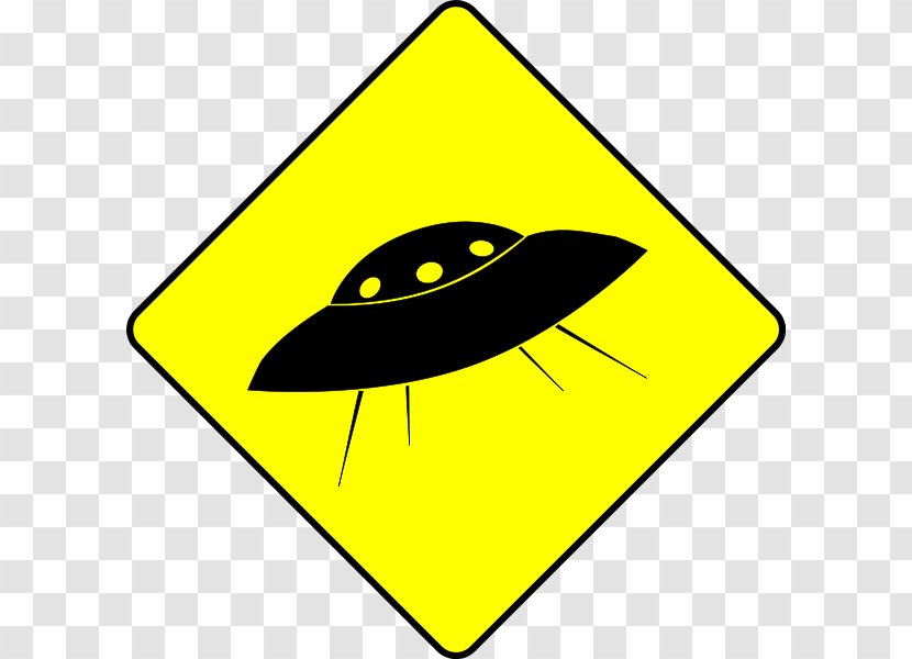 Traffic Sign Warning Road Clip Art - Yellow - Cartoon Alien Flying Saucer Transparent PNG