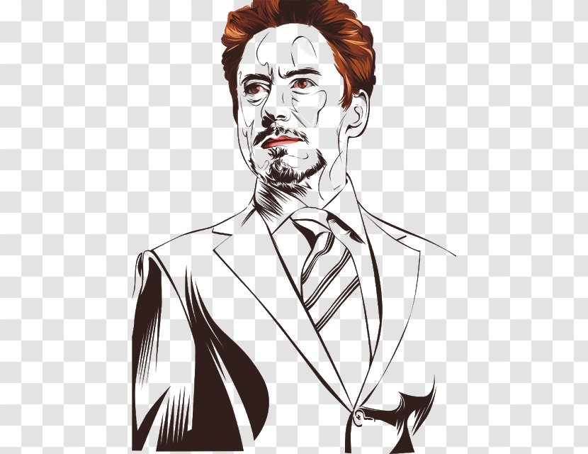 Robert Downey Jr. Drawing Line Art Clip - Black And White Transparent PNG
