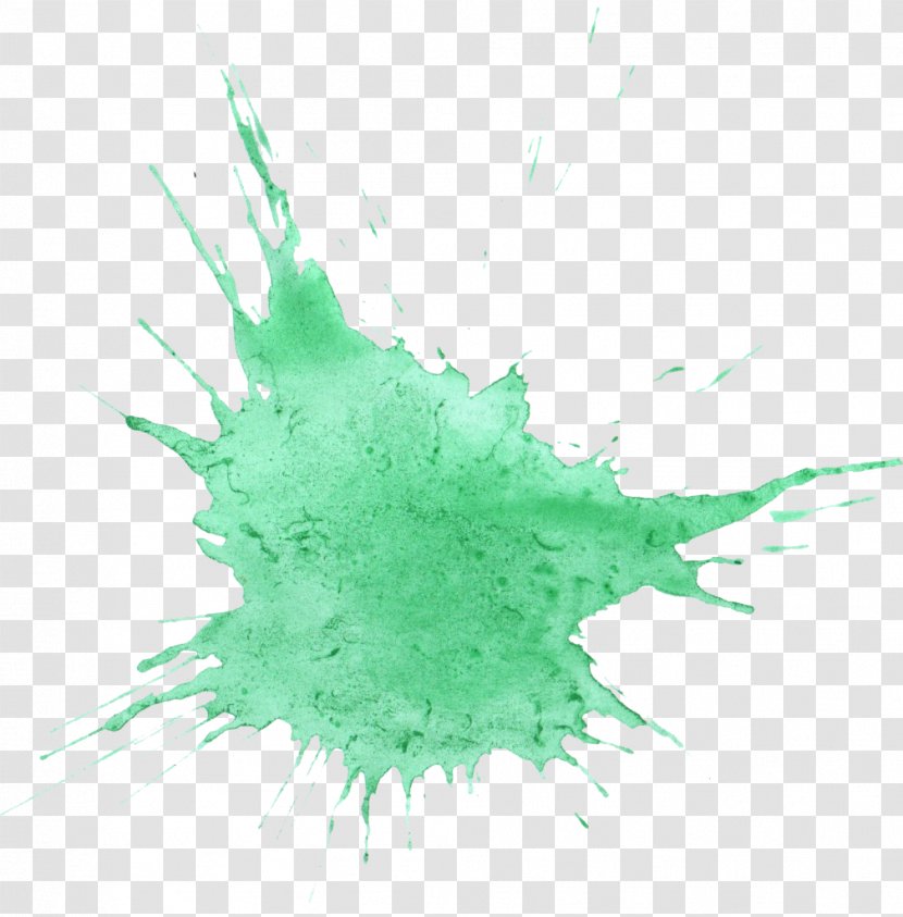 Watercolor Painting Green - Ink - Blue Transparent PNG