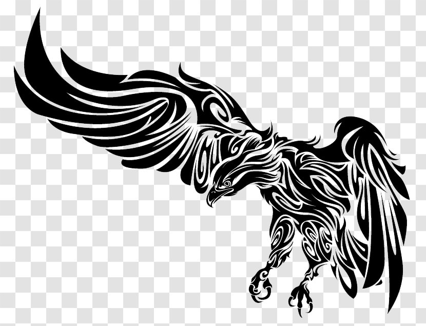 Bald Eagle Tattoo Clip Art - Black And White Transparent PNG