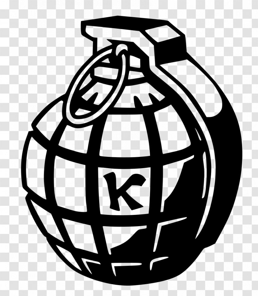 Grenade Bomb Weapon Clip Art - Black And White - Waste Transparent PNG