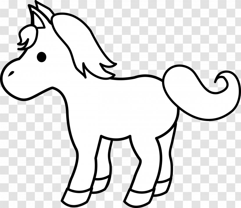 Horse Pony Foal Black And White Clip Art - Mammal - Baby Clipart Transparent PNG