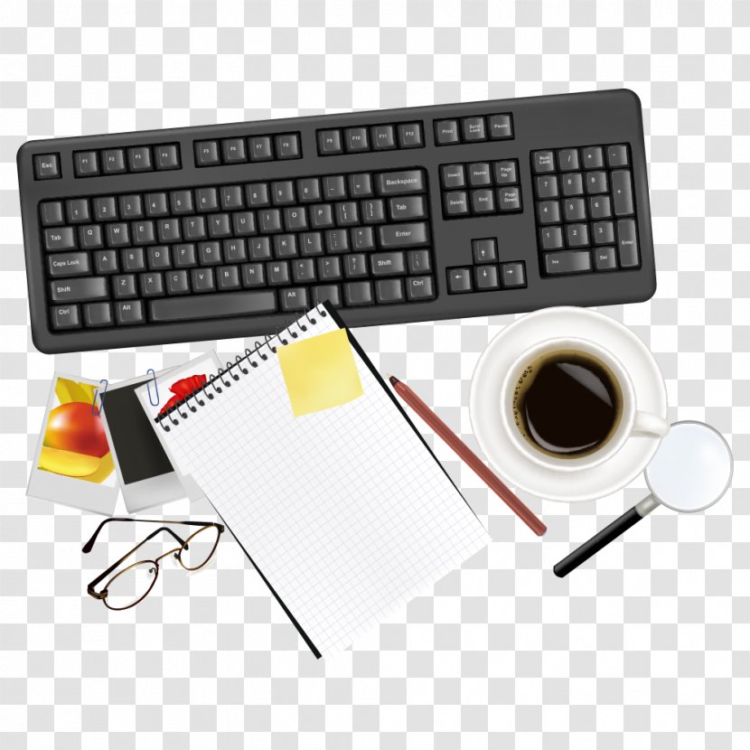 Computer Keyboard Paper Euclidean Vector Office - Top View Transparent PNG