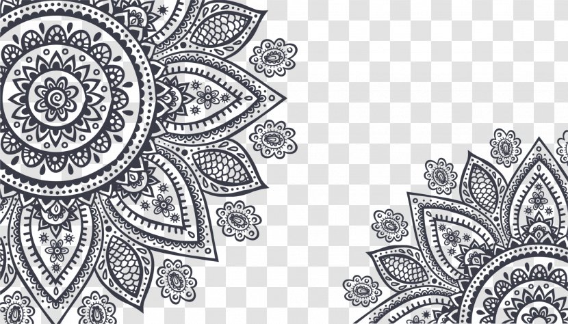 Ornament Mehndi Royalty-free Clip Art - Paisley - Black Flower Frame Transparent PNG