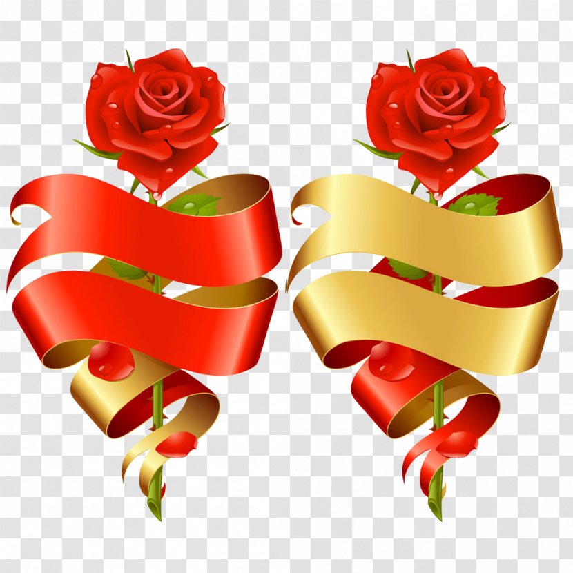 Red Roses With Ribbon - Floristry - Rose Order Transparent PNG