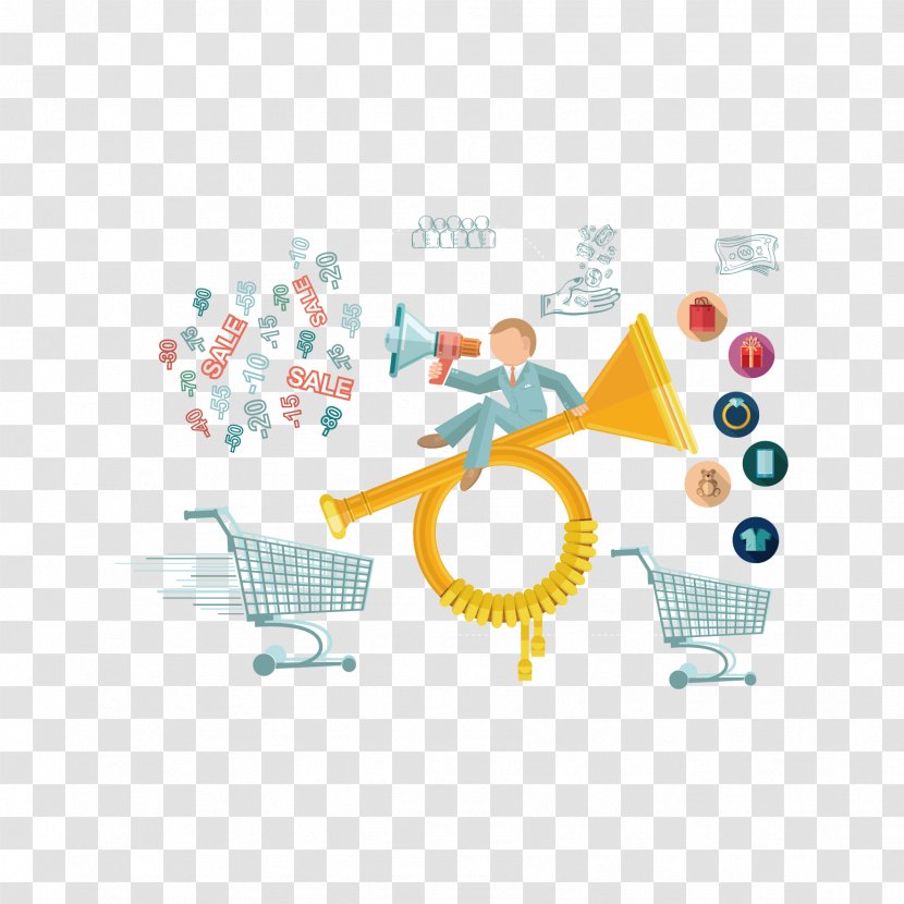 Infographic Illustration - Text - Vector Shopping Cart Speakers And People Transparent PNG