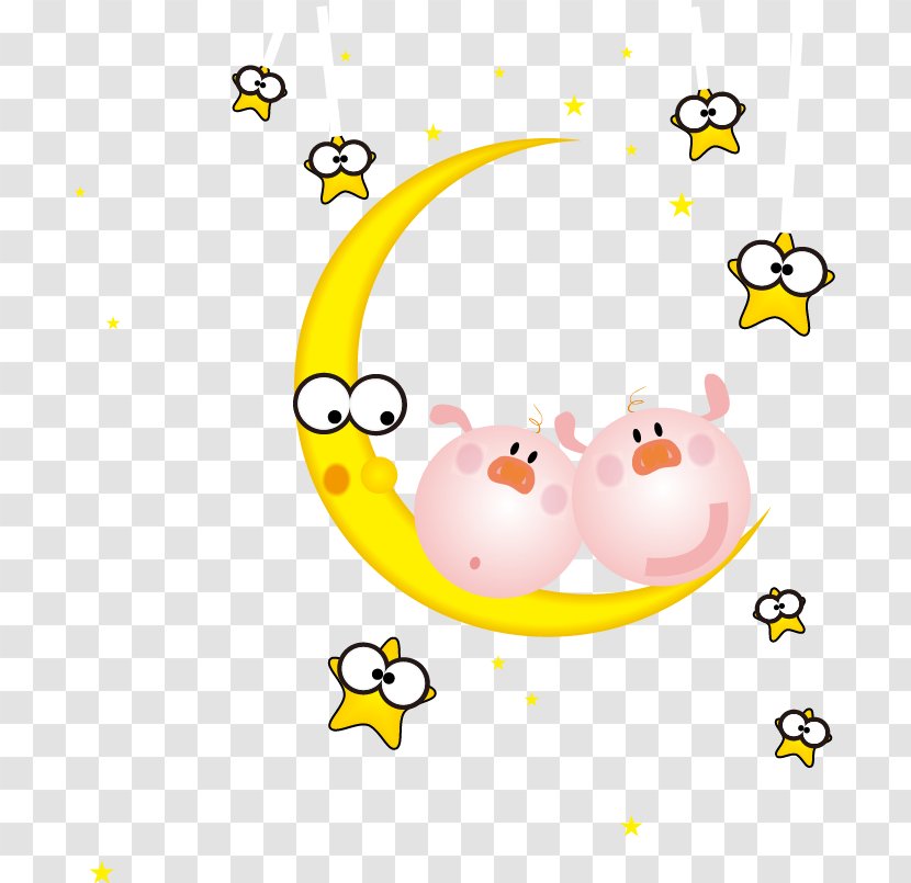 Cartoon Drawing Moon - Bird - Cute Star Transparent PNG