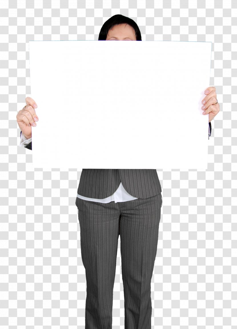 Clip Art - Business - Woman Holding Blank White Board Transparent PNG