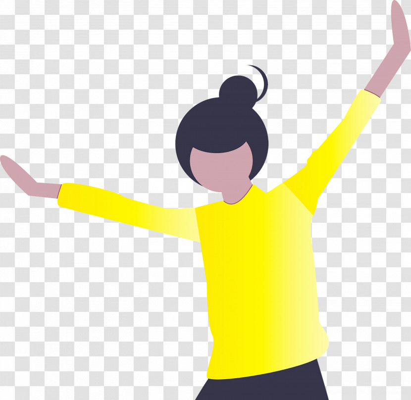 Yellow Arm Cartoon T-shirt Cheering Transparent PNG