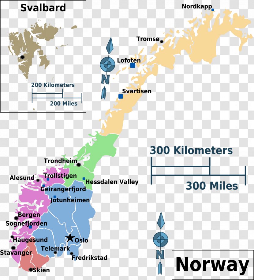 Regions Of Norway Western Northern Map - World Transparent PNG
