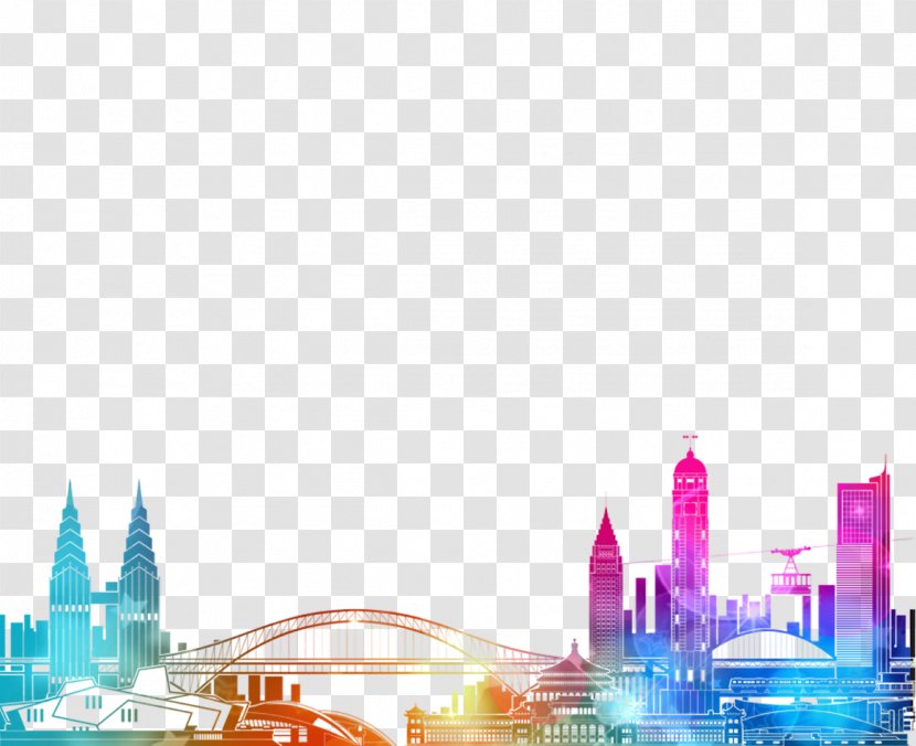 Chongqing Architecture Silhouette Logo - Colorful City Bridge Construction Transparent PNG