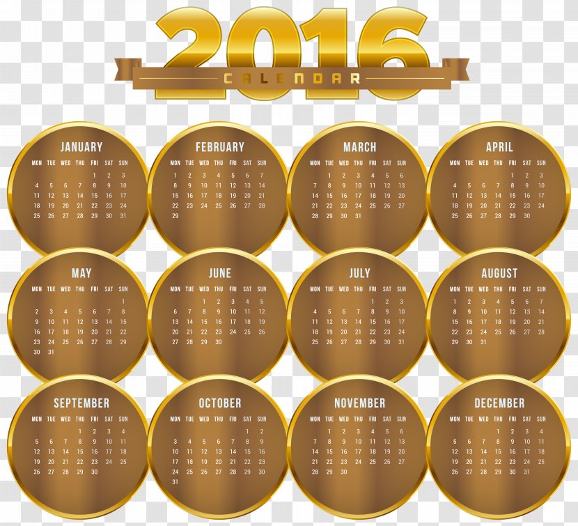 Lunar Calendar Time - Image File Formats - Transparent Gold 2016 Transparent PNG