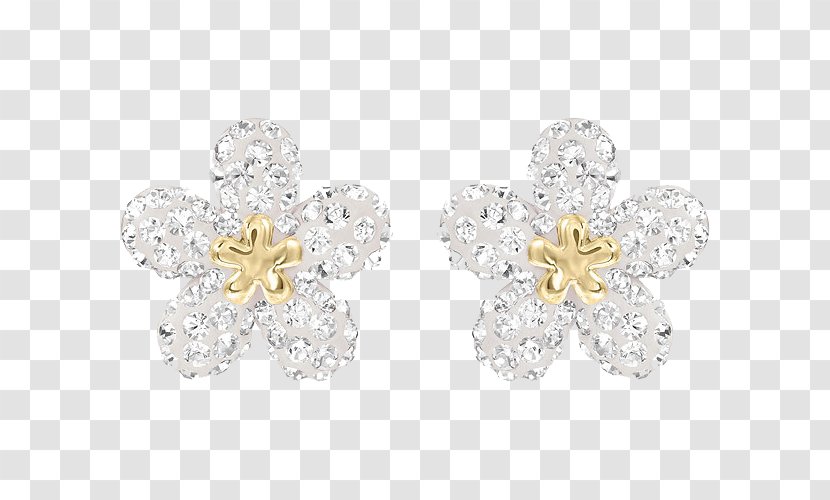 Earring Swarovski AG Flower Crystal Gold - Silhouette - Jewelry Earrings Transparent PNG