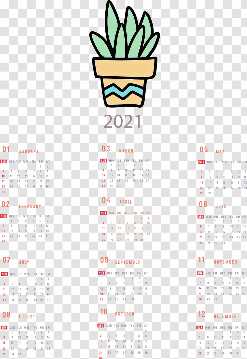 Printable 2021 Yearly Calendar 2021 Yearly Calendar Transparent PNG