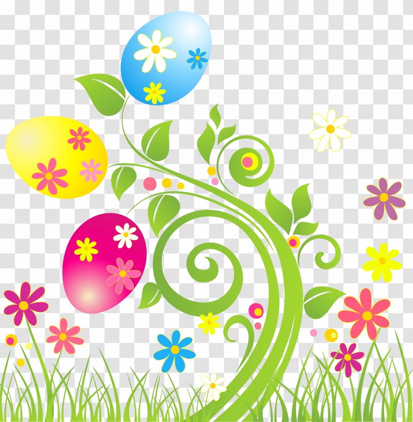 Easter Bunny Flower Egg Clip Art - Area - Transparent Floral Cliparts Transparent PNG