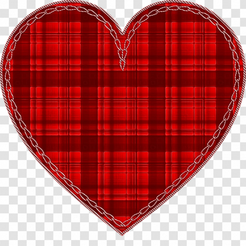 Plaid Tartan Pattern Red Heart Transparent PNG