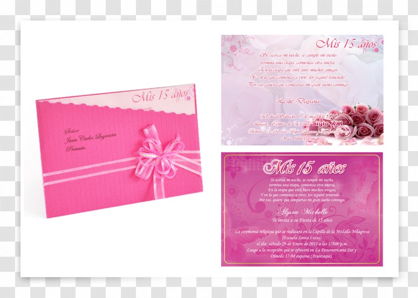 Wedding Invitation Convite Graphic Design Quinceañera - Pink - Invitations Transparent PNG
