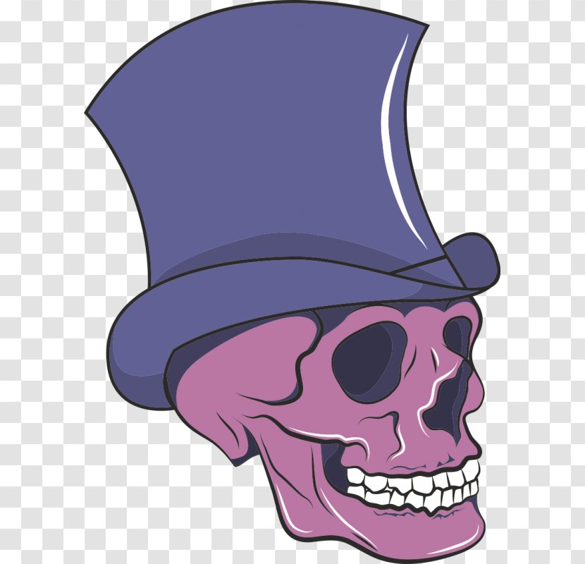 Skull Top Hat Headgear Clip Art - Purple Transparent PNG