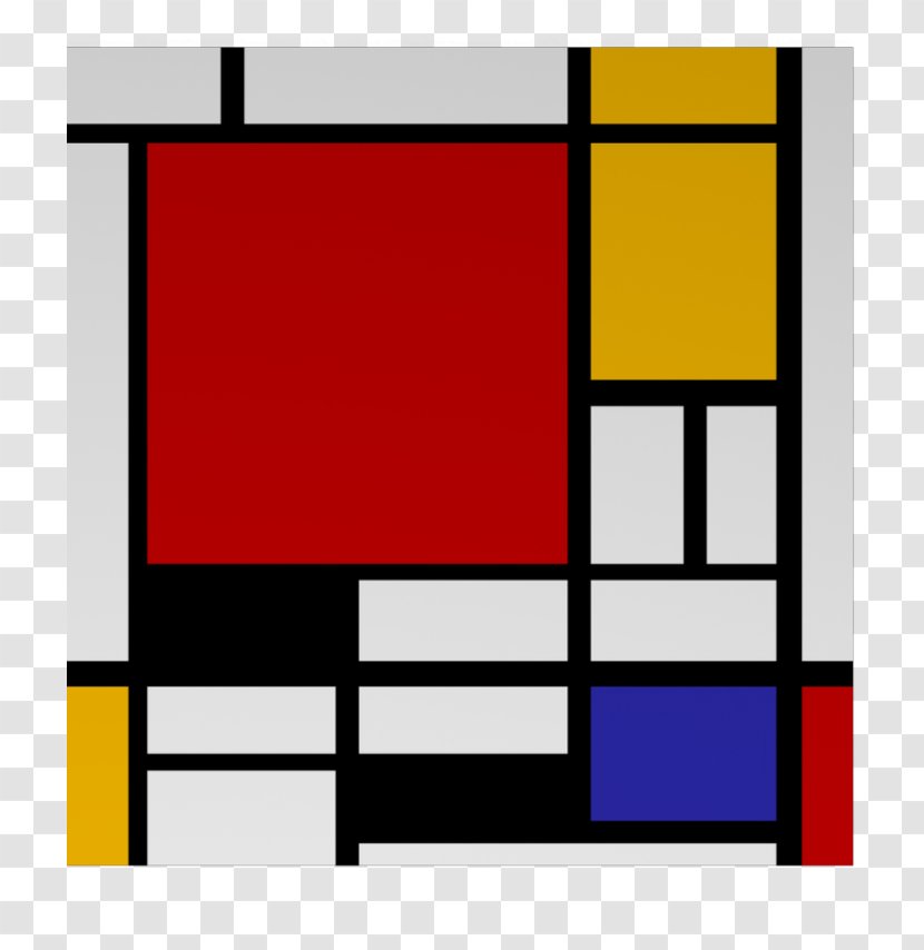 Composition II In Red, Blue, And Yellow With Yellow, Black Yellow-Red-Blue De Stijl Painting - Picture Frame Transparent PNG