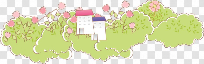 Map Tree Area Pattern - Cartoon House Painted Grass Transparent PNG