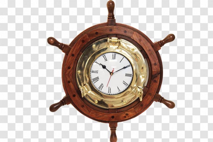 Ship's Wheel Clock Helmsman - Ship Transparent PNG