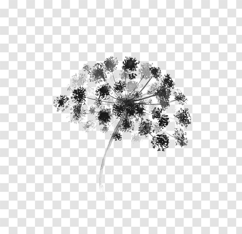 Black And White Watercolor Painting Flower Graphic Design - Color - Printing Transparent PNG