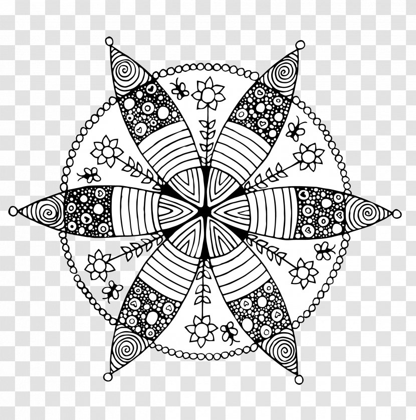 Symmetry Line Pattern Point Font - Black And White - Small Mandala Designs Transparent PNG