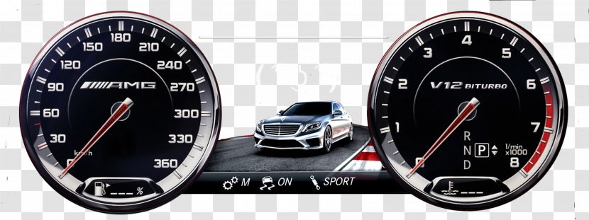 Mercedes-Benz AMG S 65 Luxury Vehicle Motor Steering Wheels Mercedes-AMG - V12 Engine - Dashboard Speedometer Transparent PNG
